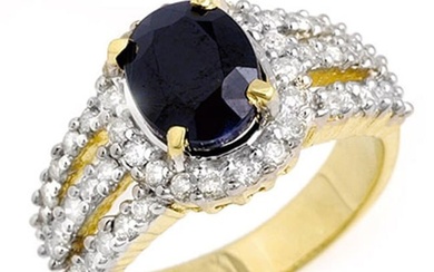 4.70 ctw Blue Sapphire & Diamond Ring 14k Yellow Gold