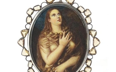 Antique oval hand painted portrait miniature of a