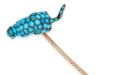 ANTIQUE TURQUOISE RAT / MOUSE STICK PIN set with