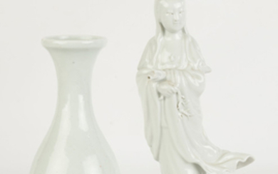 Blanc de Chine Kwan Yin & Early Chinese Porcelain Vase