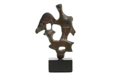 A BRONZE ZOOMORPHIC GROUP OF AN EAGLE AND BULL