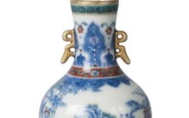 A Chinese porcelain doucai miniature bottle vase,...