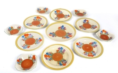 Clarice Cliff Crocus pattern selection of plates and...