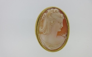 A French 18ct gold brooch set with a cameo