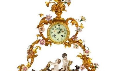 A Louis XV Style Gilt Bronze and Porcelain Figural