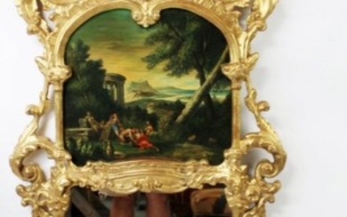 Louis XV style trumeau mirror with painting