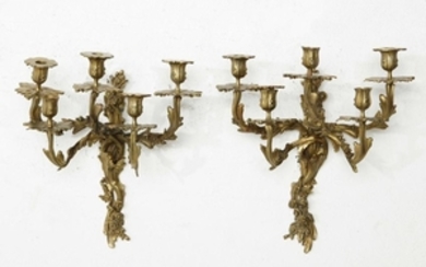 A pair of Louis XV style five branch wall lights