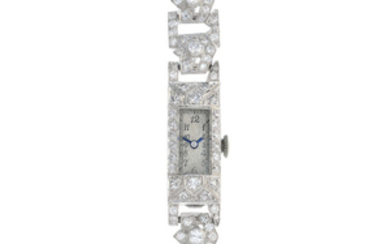 A mid 20th century platinum diamond wrist watch.