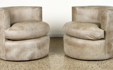 PAIR MID CENTURY MODERN LEATHER LOUNGE CHAIRS