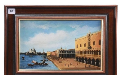 Painting on Metal, Signed Verdini, Venetian Scene