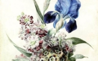 Redoute Watercolor of Bouquet of Flowers