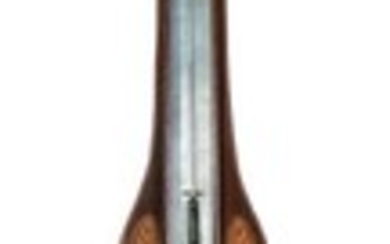 A Regency inlaid mahogany mercury wheel barometer A