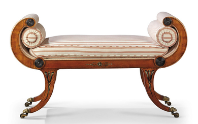 A REGENCY SATINWOOD AND PAINTED WINDOW SEAT, CIRCA 1810-20