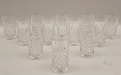 SET OF 12 CUT CRYSTAL TALL WATER GLASSES BY WEBB