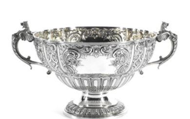 A Victorian silver punch bowl