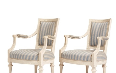 A pair of Gustavian armchairs, second part of the 18th century.