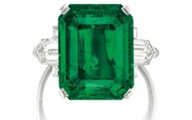An Art Deco Emerald and Diamond Ring, Circa 1925, Art Deco 6.21克拉「哥倫比亞」祖母綠配鑽石戒指, 約1925年Art Deco 6.21克拉「哥倫比亞」祖母綠配鑽石戒指, 約1925年