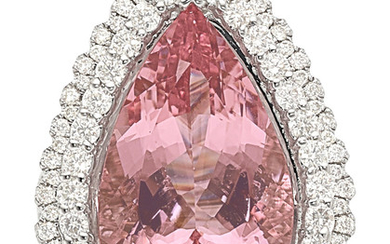 Morganite, Diamond, White Gold Ring The ring features...