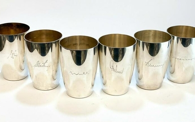 6 Wilhelm Binder Sterling Silver Modernist Wine Goblets