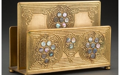 79048: Tiffany Studios Gilt Bronze Abalone Letter Rack