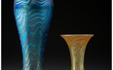 79048: Two Durand King Tut Glass Vases, early 20th cent