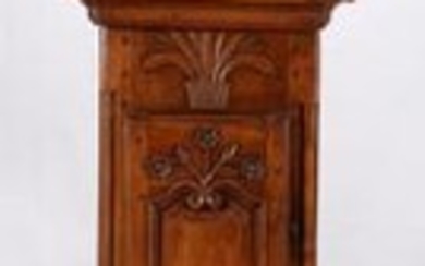 FRENCH OAK COUNTRY TALL CASE CLOCK, 19TH C.