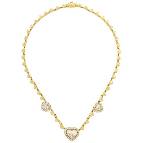Gold, Crystal and Diamond 'Happy Diamond' Necklace, Chopard