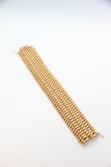 Large bracelet en or jaune 750°/°°, mailles…