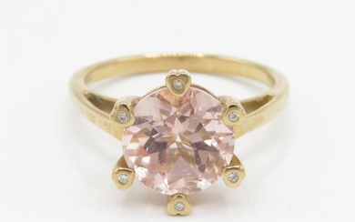 9ct gold morganite dress ring with heart shaped diamond claw...