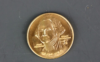 A 1976 United States of America Bicentennial gold coin, Dia. 1.8cm. Stamped .500 fine gold.