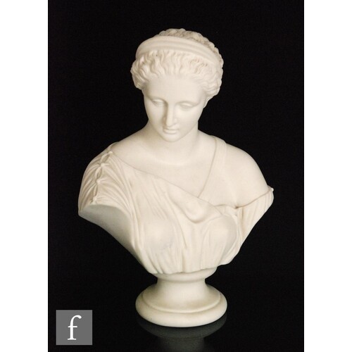 A 19th Century Parian bust of a classical lady, raised to a ...