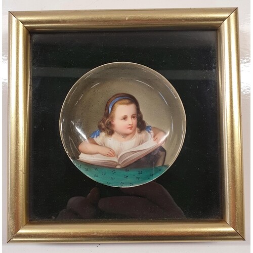 A 19th Century hand painted Dish, framed along with a prattw...