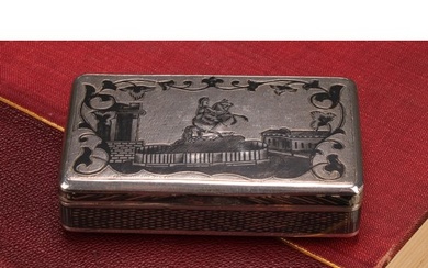 A 19th century Russian silver and niello rectangular snuff b...