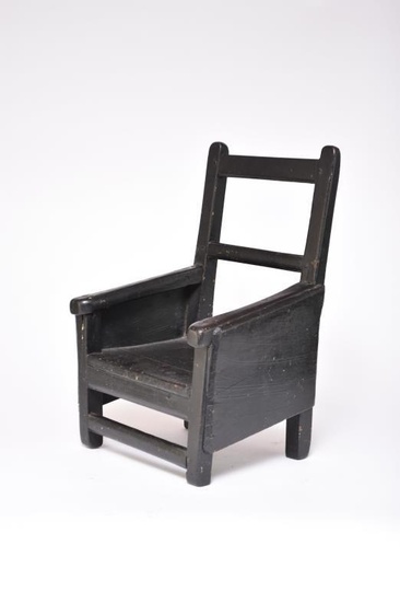 A 19th century ebonised child's chair, possibly Welsh, the...
