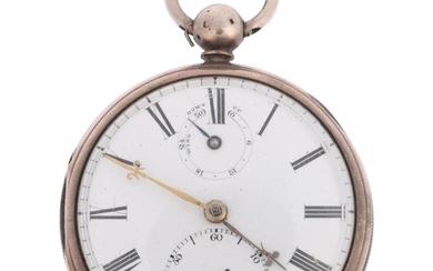 A 19th century silver-cased open-face key-wind pocket watch,...