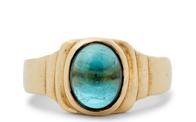 A 9ct gold blue tourmaline ring.