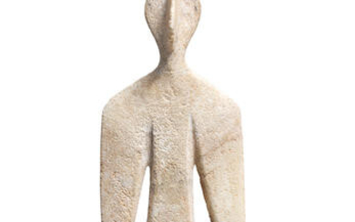 A Bactrian white stone idol of a bird man