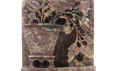 A CHINESE SOAPSTONE BAS-RELIEF 20TH CENTURY.