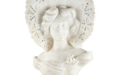 A Carved Alabaster Bust of a Woman