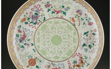 78048: A Chinese Enameled Porcelain Plate Marks: six-ch
