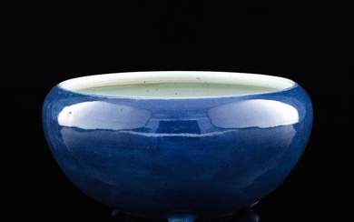 A Chinese blue-glazed tripod censer, late 18th century