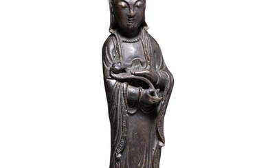 A Chinese bronze figurine of Guanyin, Ming Dynasty
