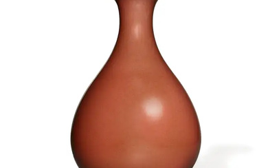 A Chinese copper-red-glazed pear-shaped vase, yuhuchun Qianlong seal mark and of the...