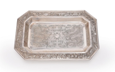 A Chinese export silver tray