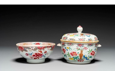 A Chinese famille rose bowl and a covered tureen, Yongzheng/...