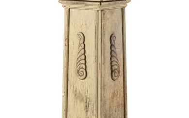 A Classical Carved and Cream Painted Pine Pedestal
