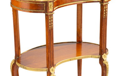 A Continental Gilt Bronze Mounted Kidney-Form Two-Tier Side Table (late 19th-early 20th century)