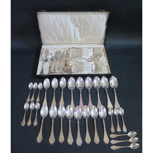 A Danish Part Canteen of Silver Cutlery by Christian Fr. Hei...