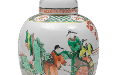A FAMILLE VERTE OVOID JAR AND COVER 19th century