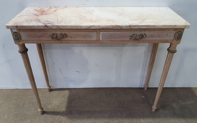 A FRENCH STYLE MARBLE TOP HALL TABLE